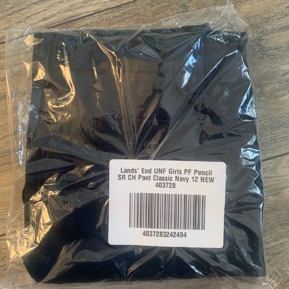 NWT LANDS' END UNIFORM PLAIN FRONT PENCIL STAIN RESISTANT CHINO PANTS NAVY 12 - Picture 5 of 7